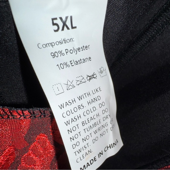 Red Black Brocade Corset Bustier Top Lace Up Gothic Burlesque Plus Size 5XL - Picture 5 of 7